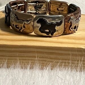 Vintage Horse Motif Metal Bracelet